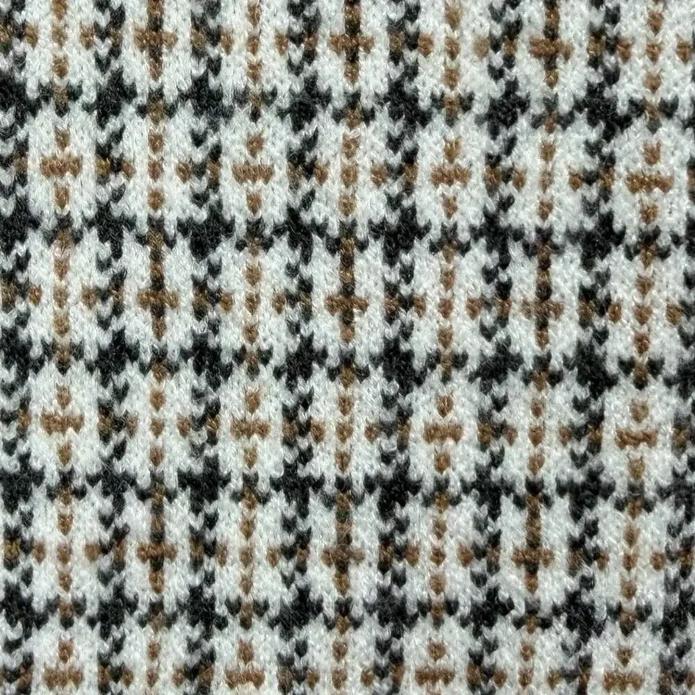 Max Studio Womens Blazer Jacket Sz L Brown Black White Houndstooth Double Breast